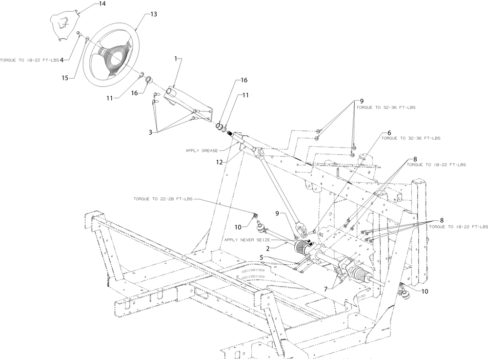 Steering Diagram and Parts List for 747EFI4X4 (37AM485D010)(2017) Cub Cadet Lawn Tractor Accessories